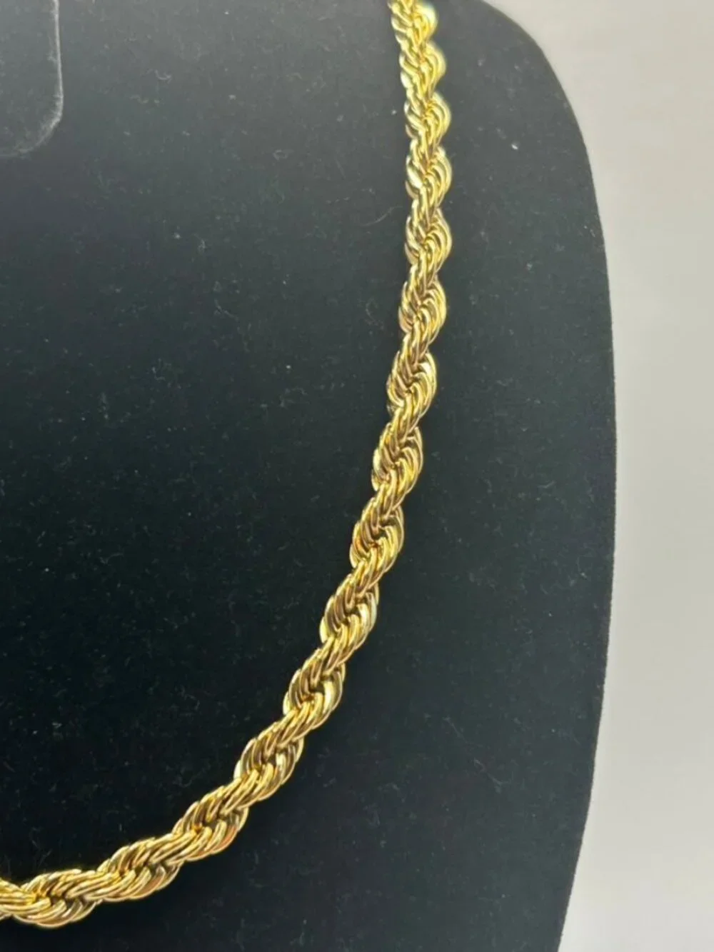 18k Real Gold Rope Chain Necklace 6mm 18 Inch Plated Womens Cute Non Tarnish